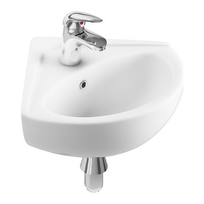 "Kota Corner Basin (470x417, 1 Tap Hole, Wall Mount Only) - White"