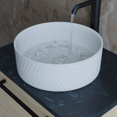 Vessels Insignia Round Chevro Vessel 365mm - White