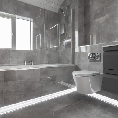 Arkana Light Grey Concrete-Effect Polished Porcelain Tile 120x60cm