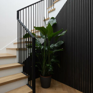 Modern wall paneling on stairs for a stylish upgrade