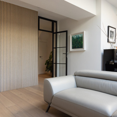 21mm Acoustic Silver Felt Wall Panel Mid Oak 240x60cm