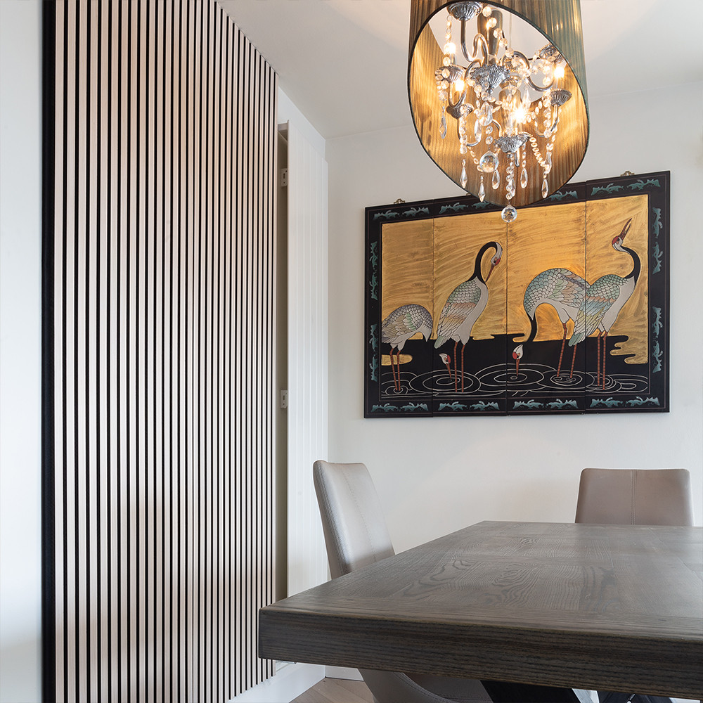 In this image you can see acoustic wall panels installed in a Kitchen in Dublin