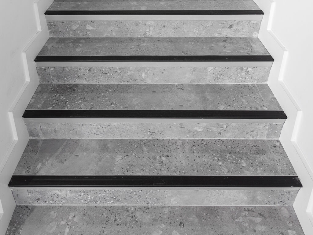 Tiles Ideas for Business: Tile Merchant's Grey Terrazzo-Effect Tiles Elevate Pestle & Mortar
