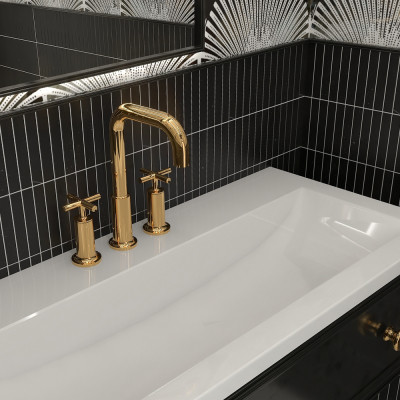 Oxford Black Brick Polished Marble Mosaic 30.5x30.5cm