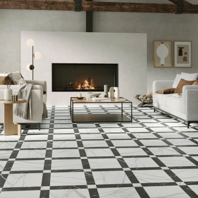 Grace Nero Pattern Matt Porcelain Tile 44.2x44.2cm