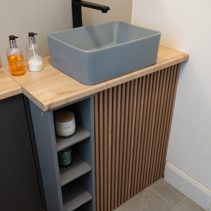 Create a custom storage solution with easy-to-install slat wall panels.