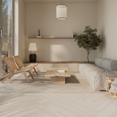 Moneo Blanco Wood-Effect Matt Porcelain Tile 120x20cm
