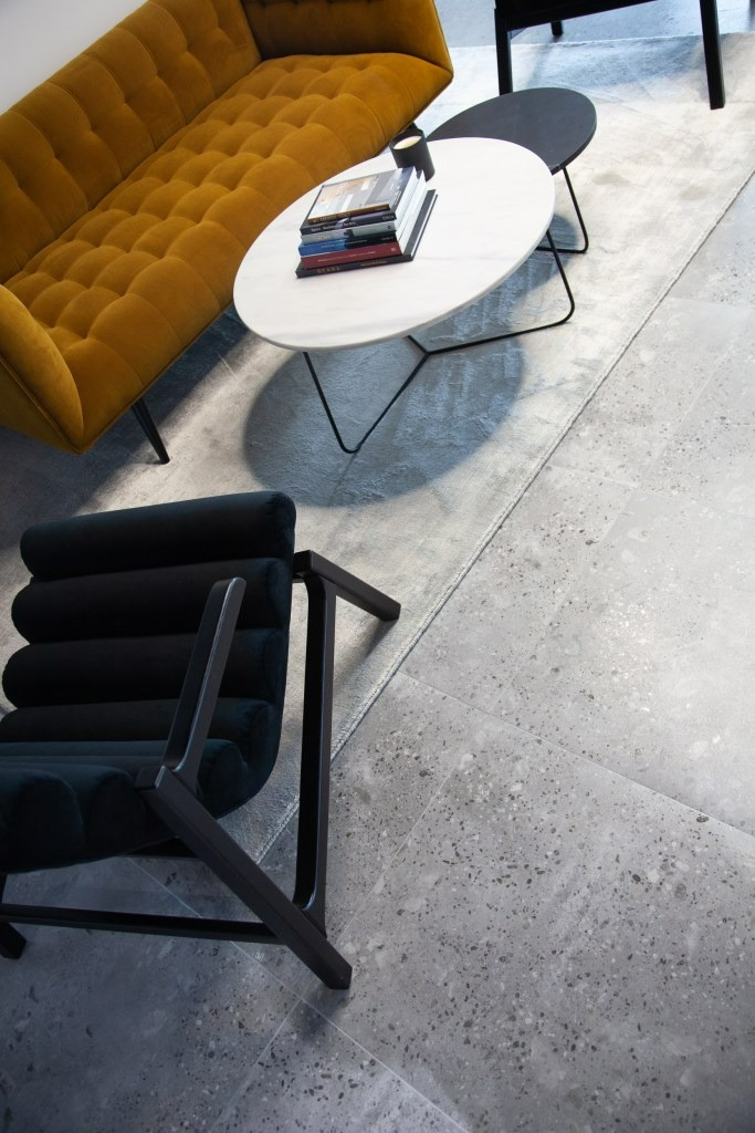 Large format tiles installed in a office in Kildare, Ireland