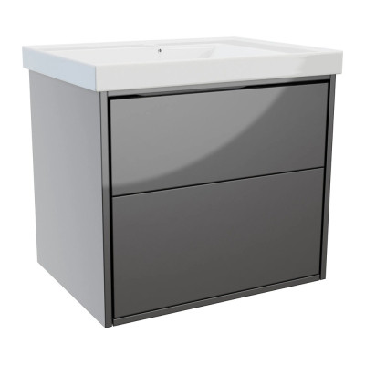 Erla Wall Hung Vanity Unit (Twin Drawer) - Anthracite 615mm
