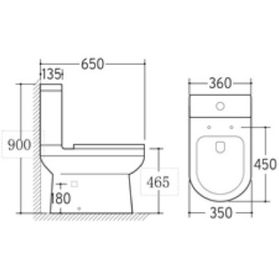 "Kovera Close Coupled WC (Comfort Height, Open Back, Pan & Seat & Cover Combined) - White"