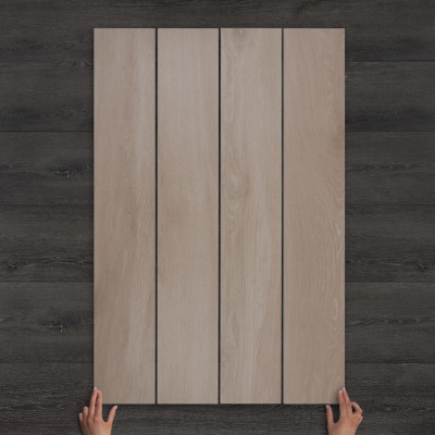 Moneo Taupe Wood-Effect Matt Porcelain Tile 120x20cm