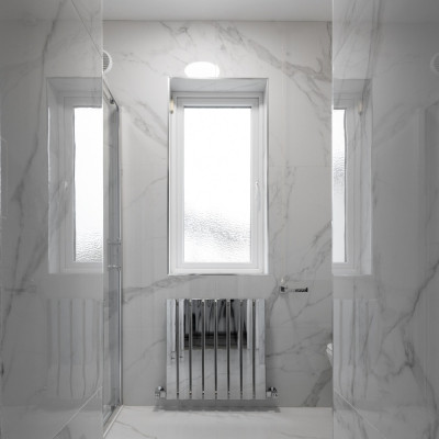 Statuario Nova Marble-Effect Polished Porcelain Tile 100x100cm