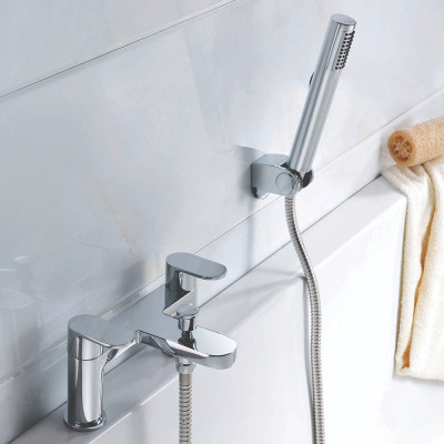 Series P Chrome Bath Filler Tap With Shower Mixer Handset