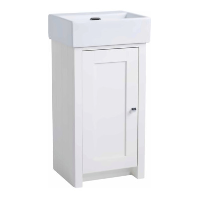 Lansdown Floor Standing Cloakroom Unit - Matt Linen White 450mm
