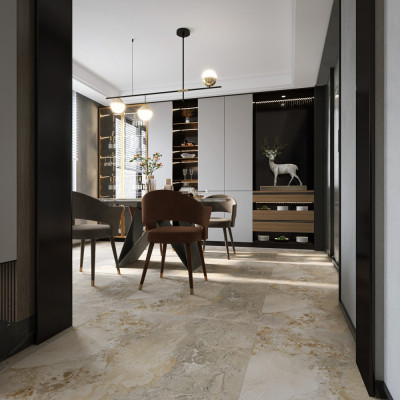 Tavos Beige Marble-Effect Matt Porcelain Tile 100x100cm