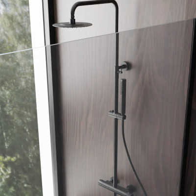 "Round Shower System/Column (Bar, Cool Touch) - Matt Black"