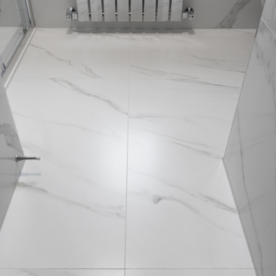Statuario Smoke Marble-Effect Matt Porcelain Tile 100x100cm