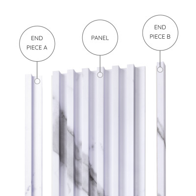 18mm Slat Wall Panel Carrara End Piece B 290x1.7cm