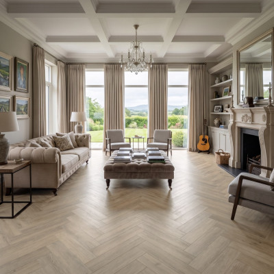SPC Vinyl Flooring Herringbone - Brent Oak 60x12.5cm
