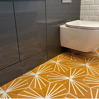 Lilypad Hexagon Mostaza Matt Porcelain Tile 23x20cm