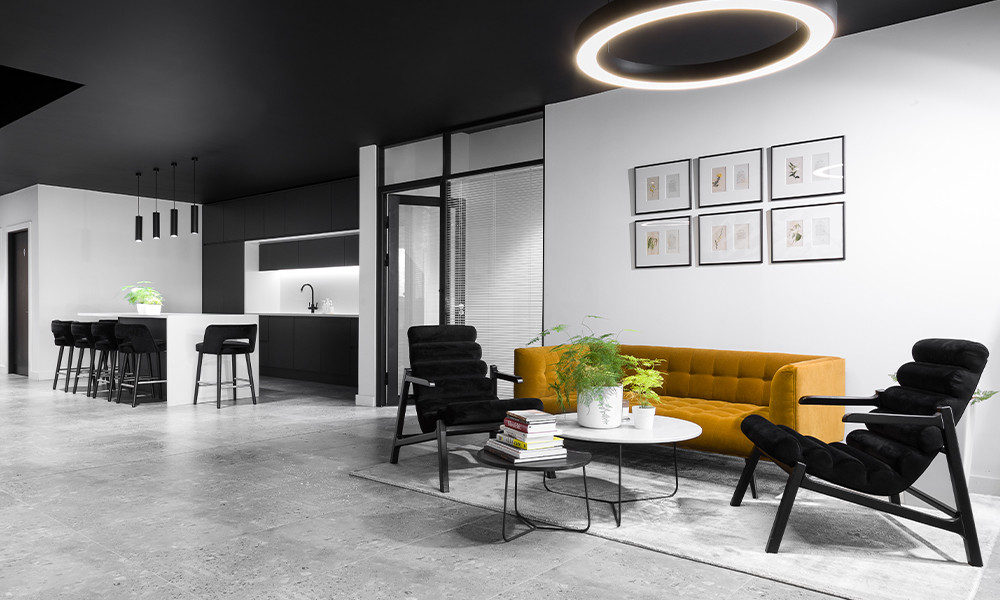 Pestle & Mortar's Stylish Workspace Enhanced by Tile Merchant's Tile Selection
