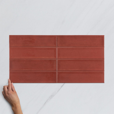 Metro Nara Burdeos Gloss Ceramic Wall Tile 30x7.5cm