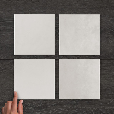 Earth Pearl Concrete-Effect Matt Ceramic Tile 15x15cm