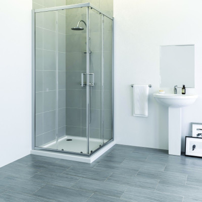 Casanuova Corner Entry Door - Chrome 900x900mm