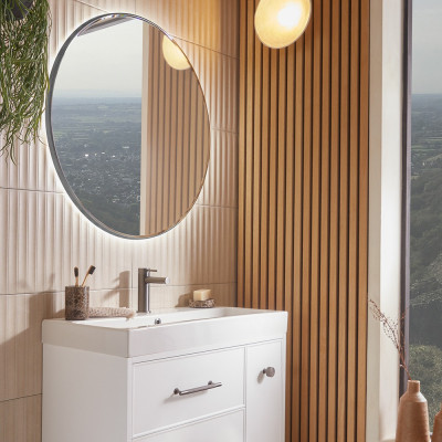 Oxygen Gunmetal Illuminated Round Mirror 80cm