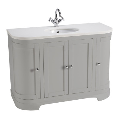 Lansdown Curved Floor Standing Countertop Vanity Unit - Matt Pebble Grey 1200mm