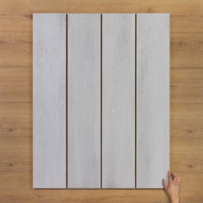 Green Heart White Wood-Effect Matt Porcelain Tile 120x23cm