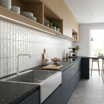 Downtown Blanco Gloss Ceramic Wall Tile 25x5cm