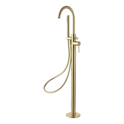 Giro Brushed Brass Freestanding Bath Tap With Shower Mixer