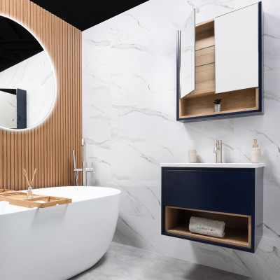 Roman Statuario Marble-Effect Gloss Porcelain Tile 120x60cm
