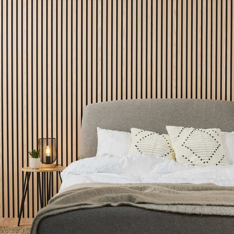 textured wall panelling in cozy bedroom