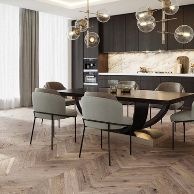 Engineered Wood - Barista Frappe/Serene Chevron Brushed Matt Varnished 72.5x13cm