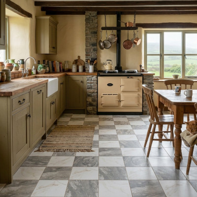Chess Bardiglio Pattern Matt Porcelain Tile 44.2x44.2cm
