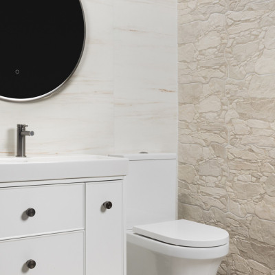 Muralla Stone-Effect Porcelain Blanco Tile 60x40cm