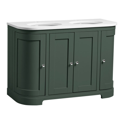 Lansdown Curved Floor Standing Countertop Vanity Unit - Matt Sherwood Green 1210mm
