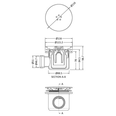 Universal Shower Tray Waste - Gun Metal