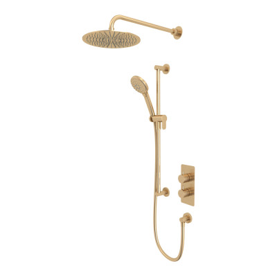 "Quantum Shower System/Column (Concealed, with Head and Riser Kit) - Brushed Brass"