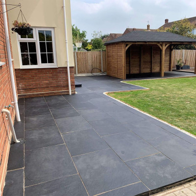 Black Limestone Paving Hand-Cut Natural 60x90x~3cm