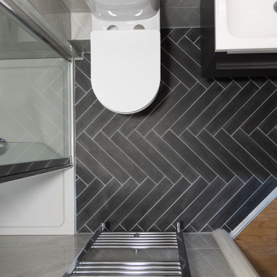 Yosemite Wood-Effect Grafito Placket Matt Porcelain Tile 44x8cm