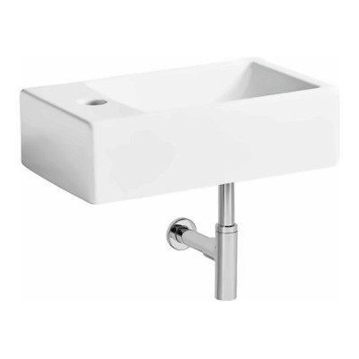 Cloakroom Basins Matrix Left Hand Wall Hung Basin - White