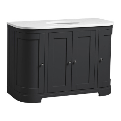 Lansdown Curved Floor Standing Countertop Vanity Unit - Matt Black 1200mm