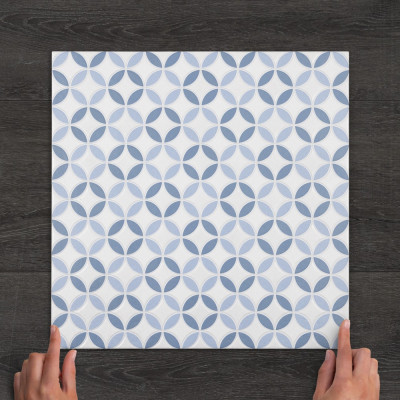 Orly Blue Pattern Satin Porcelain Tile 44.2x44.2cm