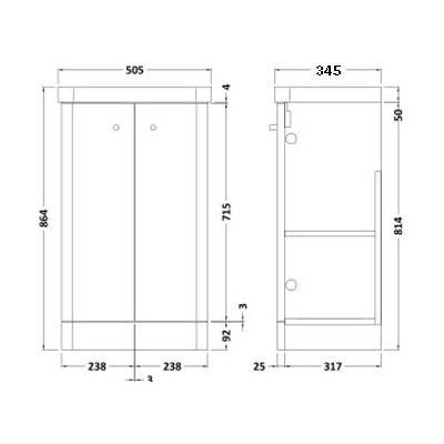 Corfu Floor Standing Vanity Unit - Gloss White 500mm