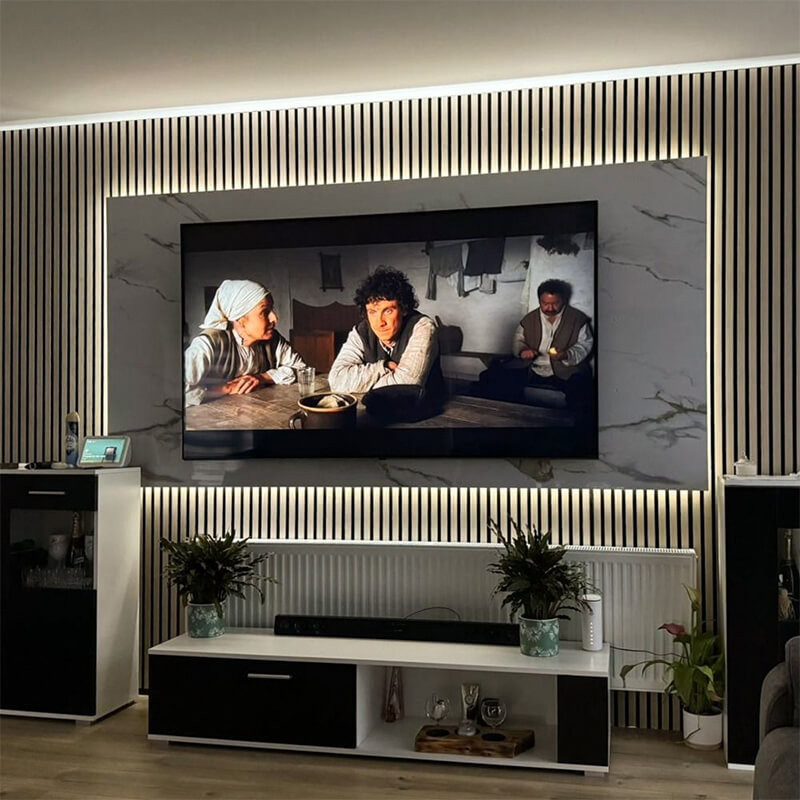Minimalist acoustic panels in a home office for soundproofing interior walls