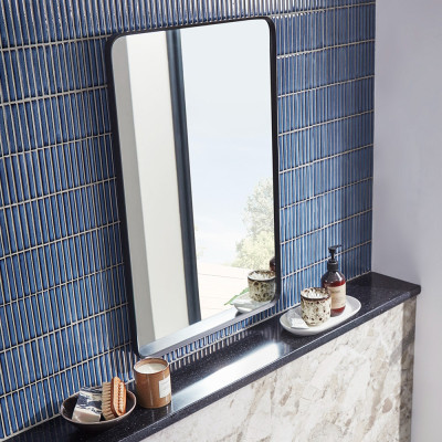 Verge Matt Black Non-Illuminated Rectangular Mirror 60x80cm