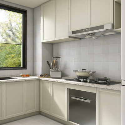 Earth Pearl Concrete-Effect Gloss Ceramic Tile 15x15cm
